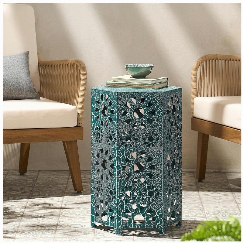 Table d'appoint 14 po Galore, Bleu sarcelle, H 21,95 po x l 14,2 po x P 12,45 po