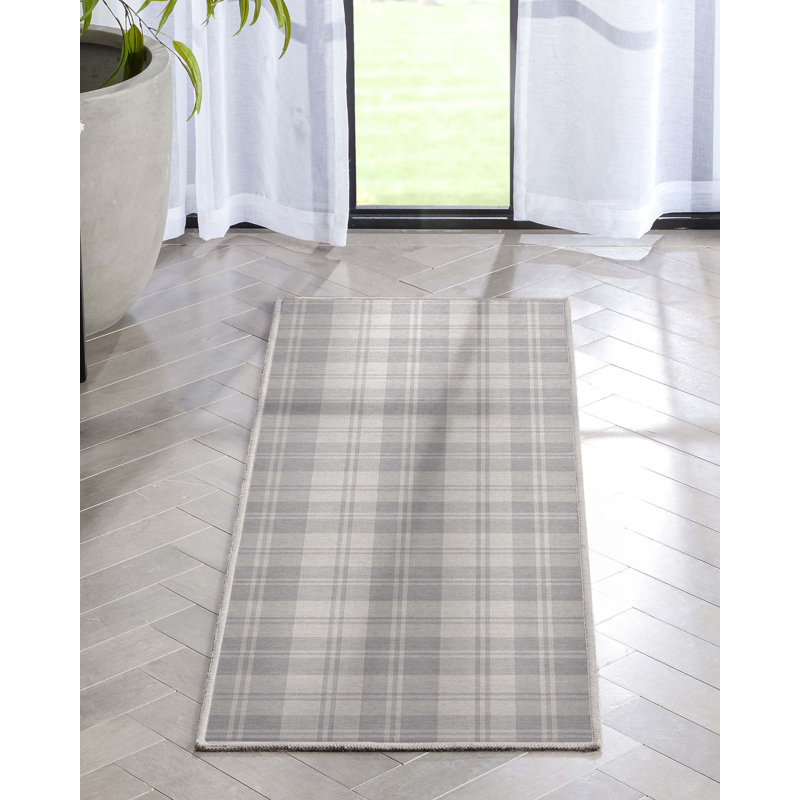 Tapis gris clair à tissage plat Kehr, Tapis de couloir 2 pi x 5 pi