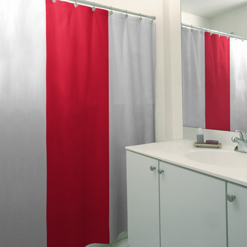 Single Shower Curtain, White/Red
