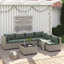 6-Person All-Weather Rattan Sofa Set, Outdoor Seating Group with Cushions & Glass Table