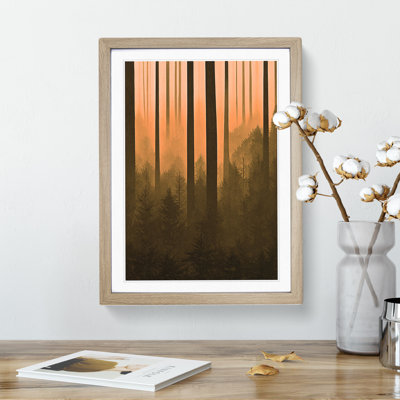 Autumnal Pine Tree Forest 1 Piece Single Picture Frame Wall Art