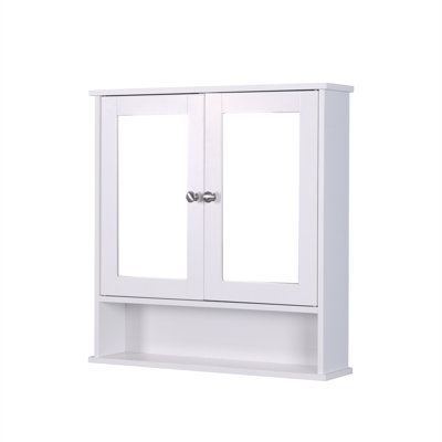 Armoire de rangement murale moderne avec portes en miroir et bois d'ingénierie