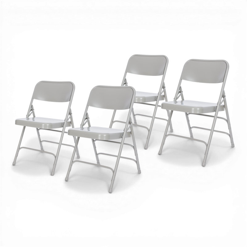 Bernadine Steel Stackable Folding Chair Folding Chair Set, Gray