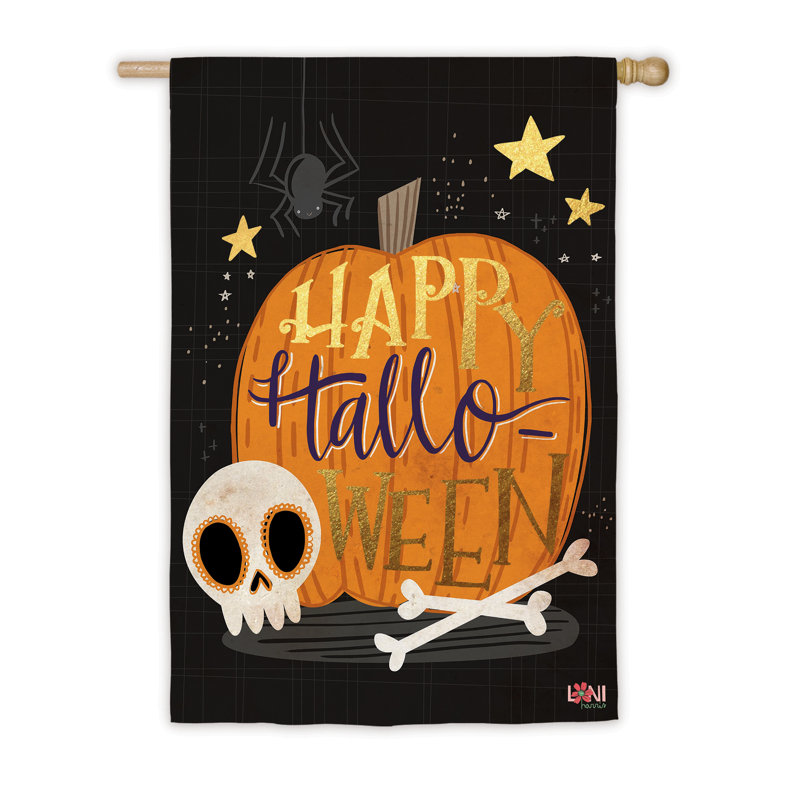 Drapeau de maison en polyester 18 x 13 po Axtell Halloween Skull