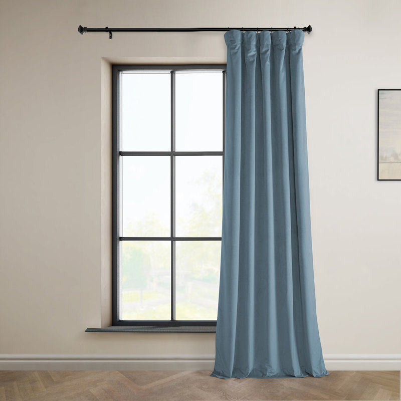 Matra Room Darkening Rod Pocket Single Curtain Panel, 50" W x 108" L, Blue Gray