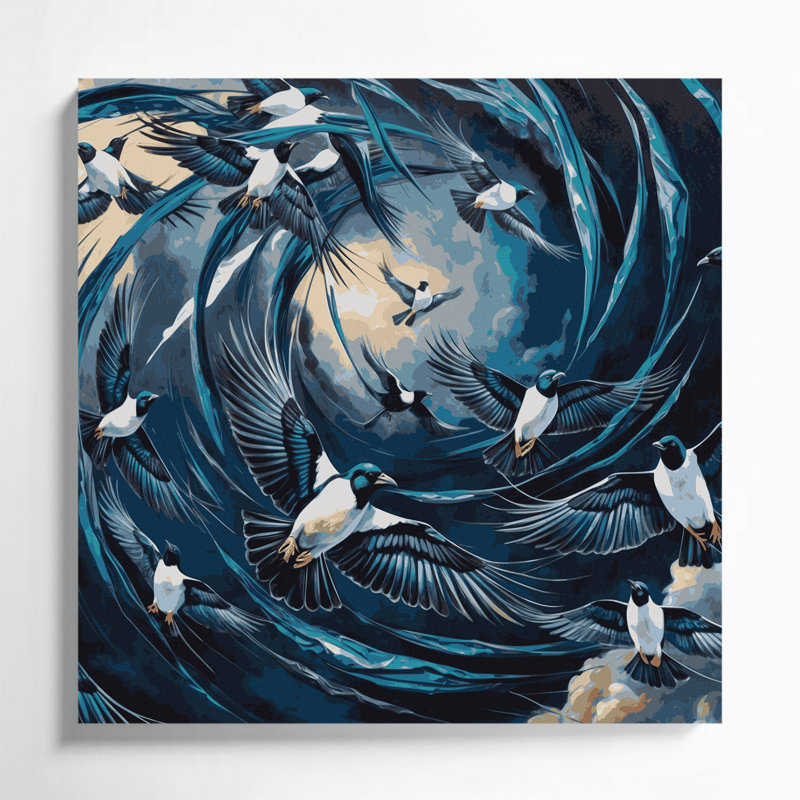 Art mural sur toile, oiseaux, pie Eurasian, H 8 po x l 8 po