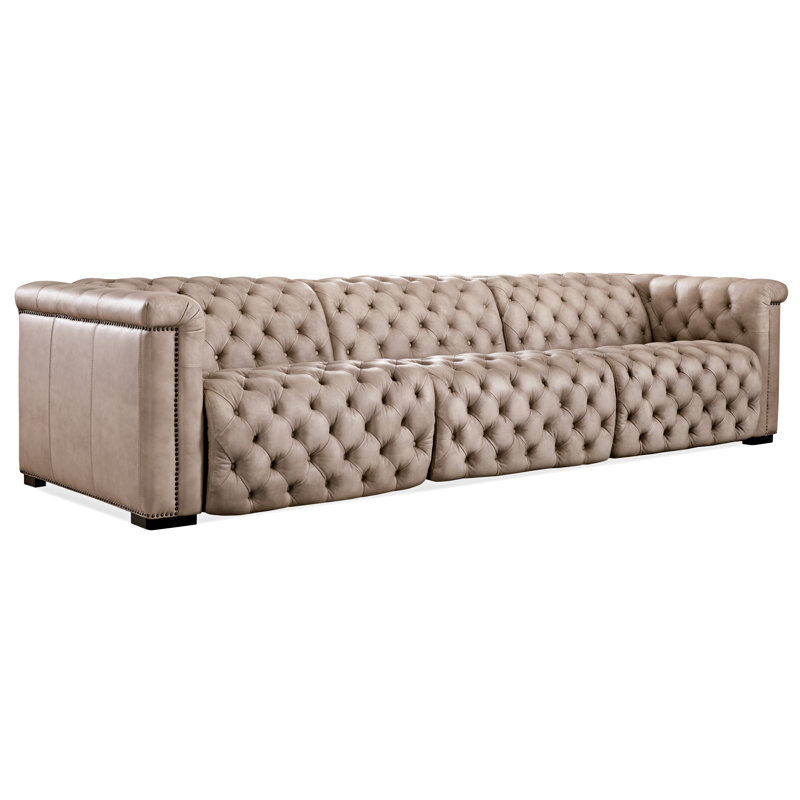 Savion Grandier Leather Symmetrical Reclining Sectional