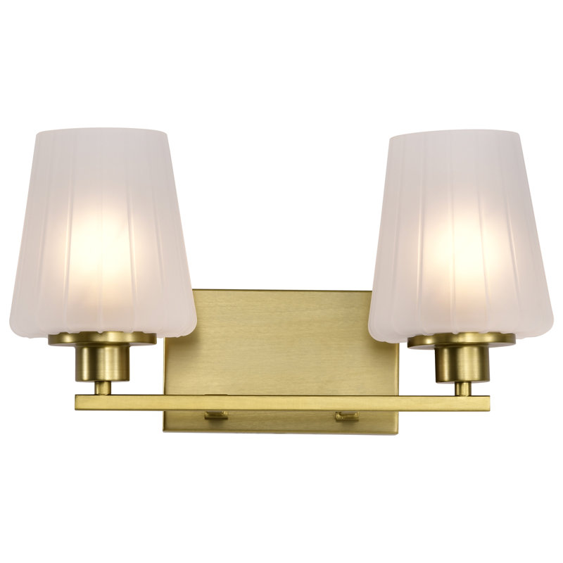 Sroka - Vanity - Etched Glass, Vintage Brass, 16" Width, 2 Lights