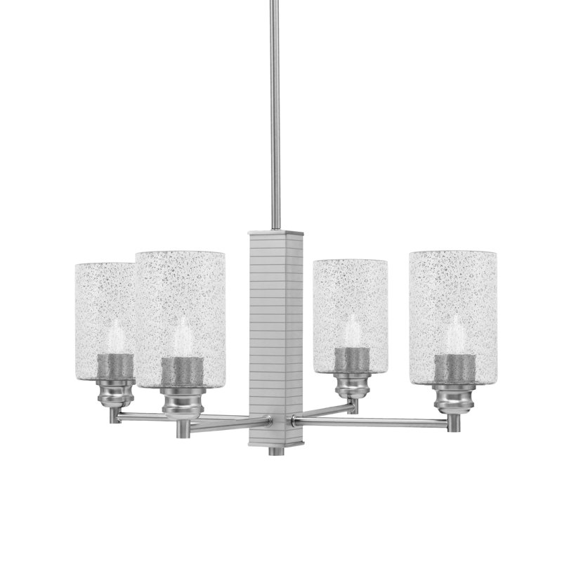 Lustre 4 lumières Edge avec verre à bulles 4 po Edge, Nickel brossé