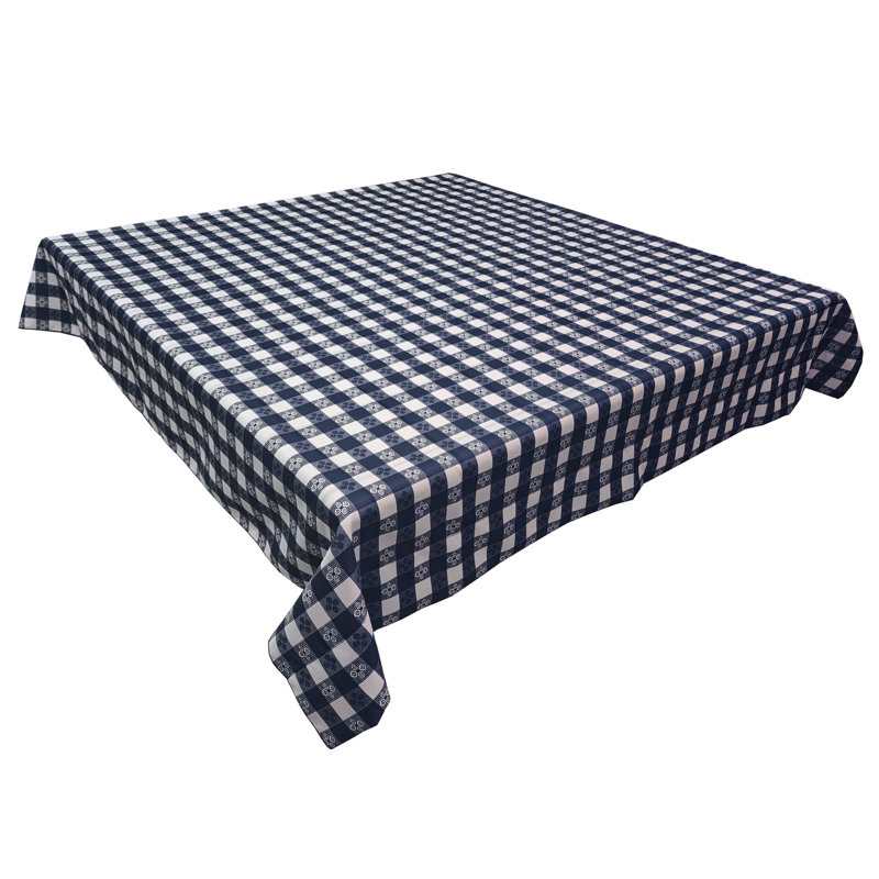 Poplin Tavern Gingham Checkered Polyester Tablecloths, 72" L x 58" W, Navy