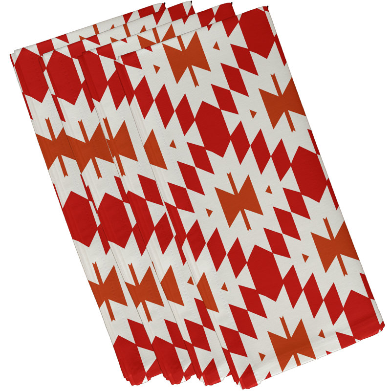 Senoia Polyester Geometric Square Napkin, Orange