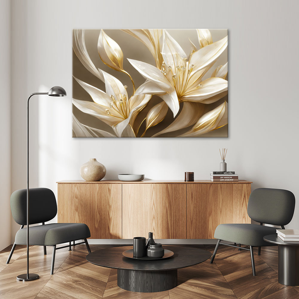 Leinwanddruck, Lilien in Gold - Wrapped Canvas Print