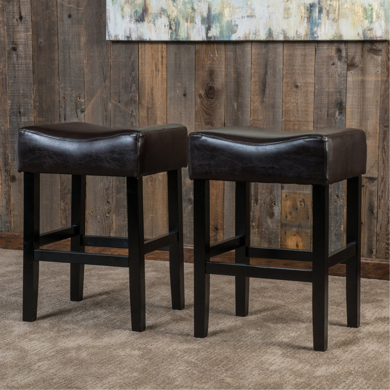 26" Backless Counter Stools, 2-Pcs Set, Brown