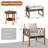 5 PCS PE Rattan  Conversation Set w/Acacia Wood Table Chairs w/Ottomans Outdoor Brown