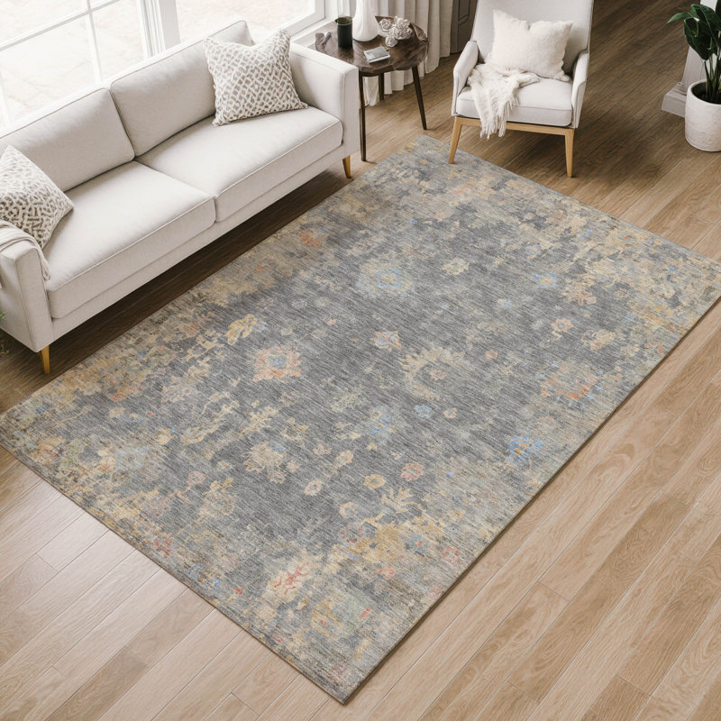 Tapis intérieur / extérieur lavable à la machine Matsumura ACN2302 Global, Rectangle 10 pi x 14 pi
