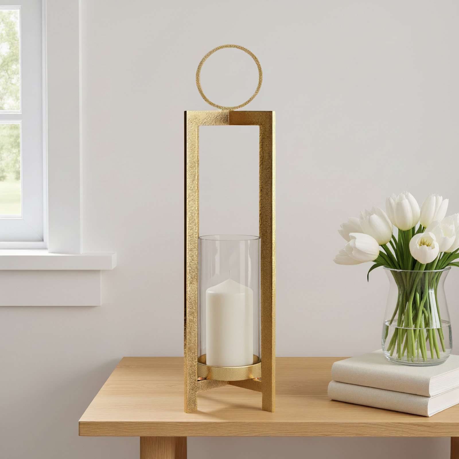 Barrow Lantern, Gold, 30.5" H x 10" W x 10" D
