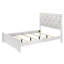 Lit moderne grand avec tête de lit tapissier, capitonnage à boutons et structure de chambre à coucher en bois blanc-121105660
