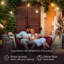 Ambience Glow 28 ft. Outdoor Solar LED String Lights with 12 Warm White S14 Bulbs, Brass Sockets, Weatherproof, Commercial-Grade Cord
