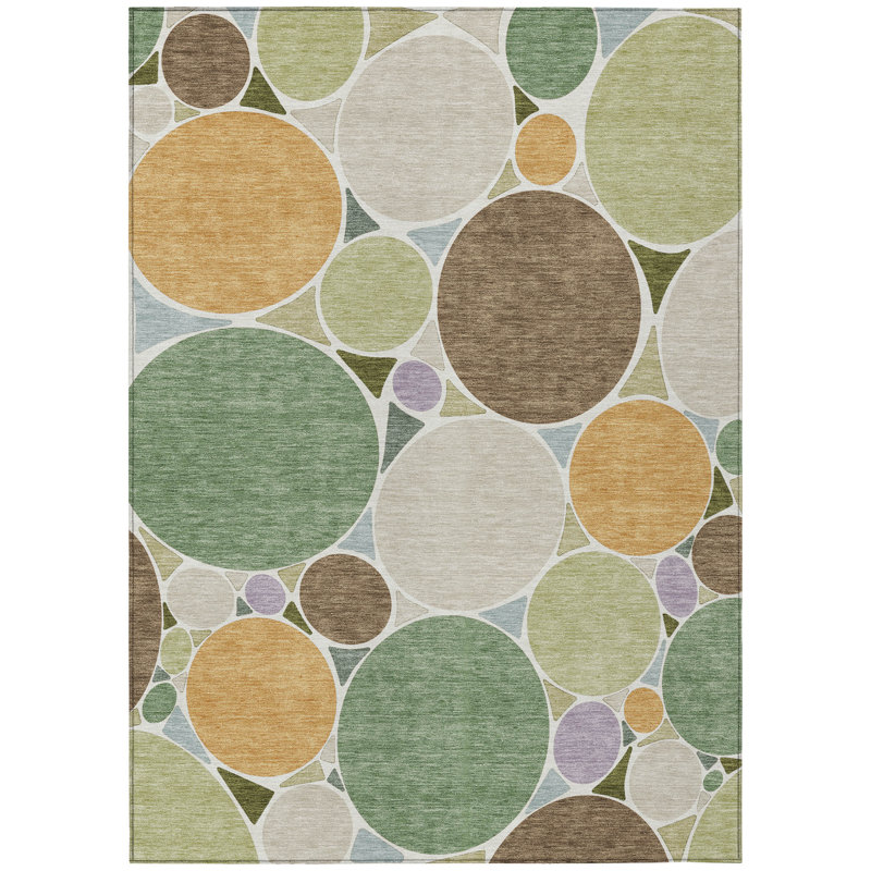 Machine Washable Indoor/Outdoor Chantille ACN2516 Geometric Rug, Basil, Rectangle 5' x 7'6"