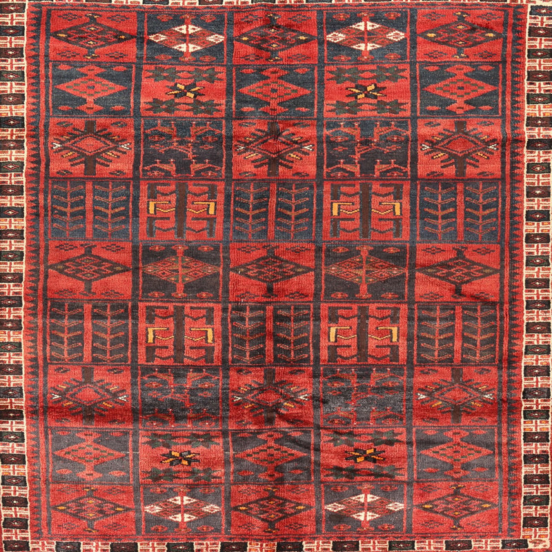 Tapis rouge à motif sud-ouest, Carré 5 pi
