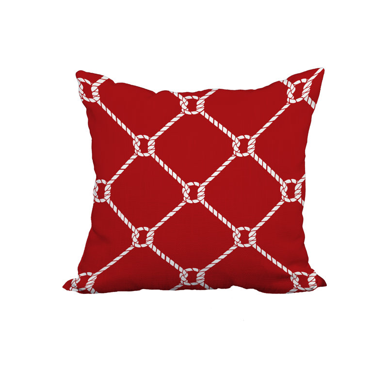 Housse et insert de coussin en coton à imprimé nautique, 18 po x 18 po, Rouge