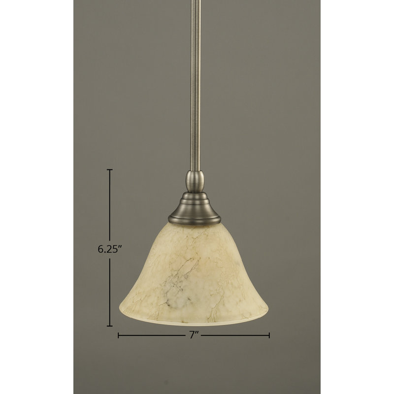 Stem Hung Mini Pendant With 7" Italian Marble Glass, Brushed Nickel