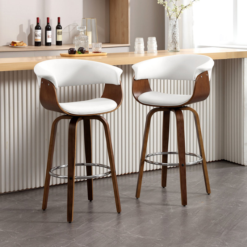 Tabouret de bar et de comptoir pivotant Draymond, Blanc, Tabouret de bar (siège d'une hauteur de 28,7 po)