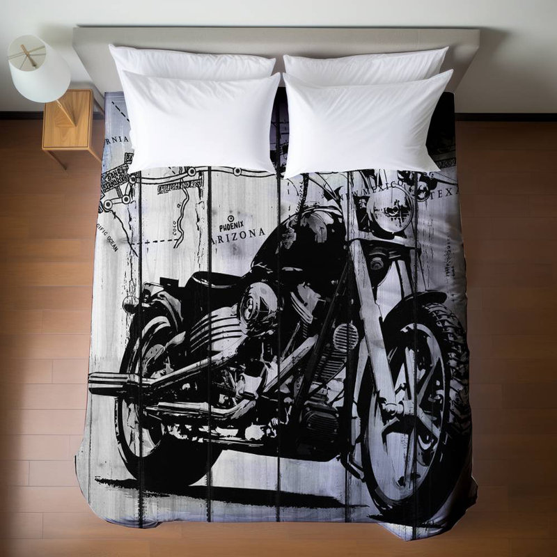 American Motorcycle Gray Duvet Cover | Home Decor Bedding