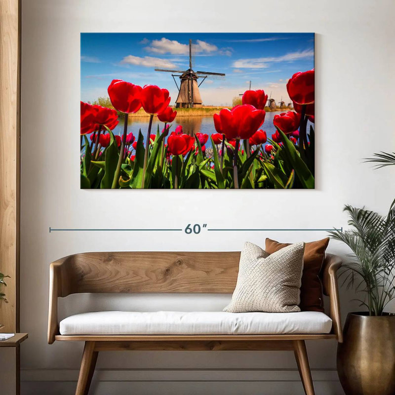 Harnek Tulips Windmill, 32" H x 48" W