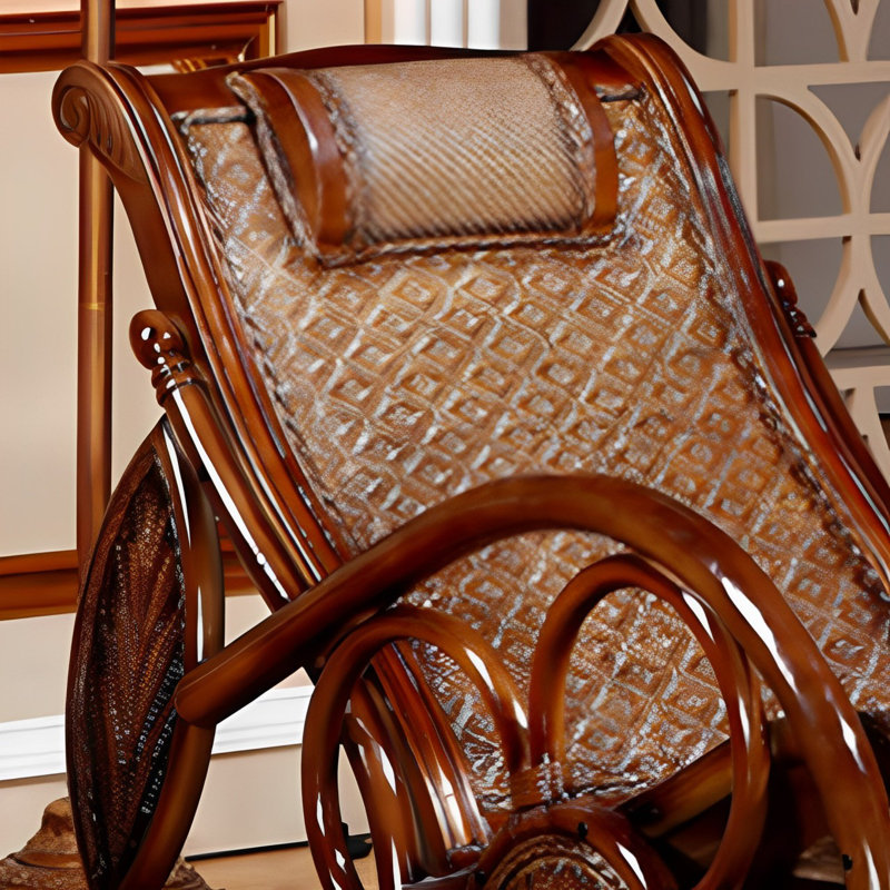 Chaise berçante élégante en rotin, Brun foncé
