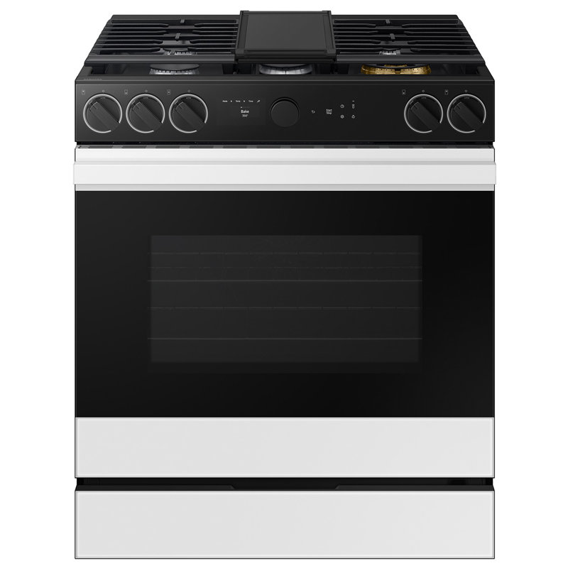 Samsung Bespoke Smart Slide-In Gas Range 6.0 cu. ft. with Smart Oven Camera, White Glass