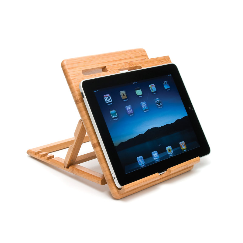 Adjustable Natural Bamboo Expandable Tablet Stand