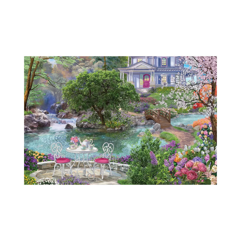 «Waterside Tea» par Bigelow, reproduction d'art sur toile tendue, H 8 po x l 12 po x P 0,75 po