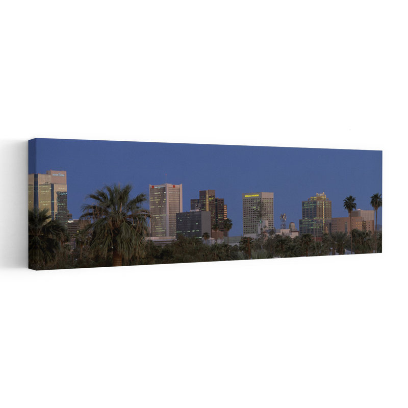 «Phoenix Az», art contemporain abstrait, palmier, architecture, ville, H 36 po x l 12 po