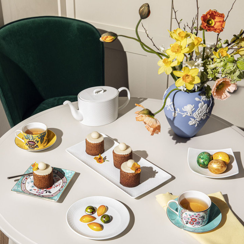 Wonderlust Multi-Color Bone China Teacup and Saucer Set