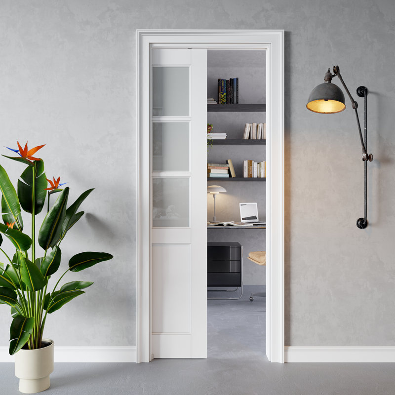 Porte coulissante en verre givré 6-Lite, 36 po x 80 po