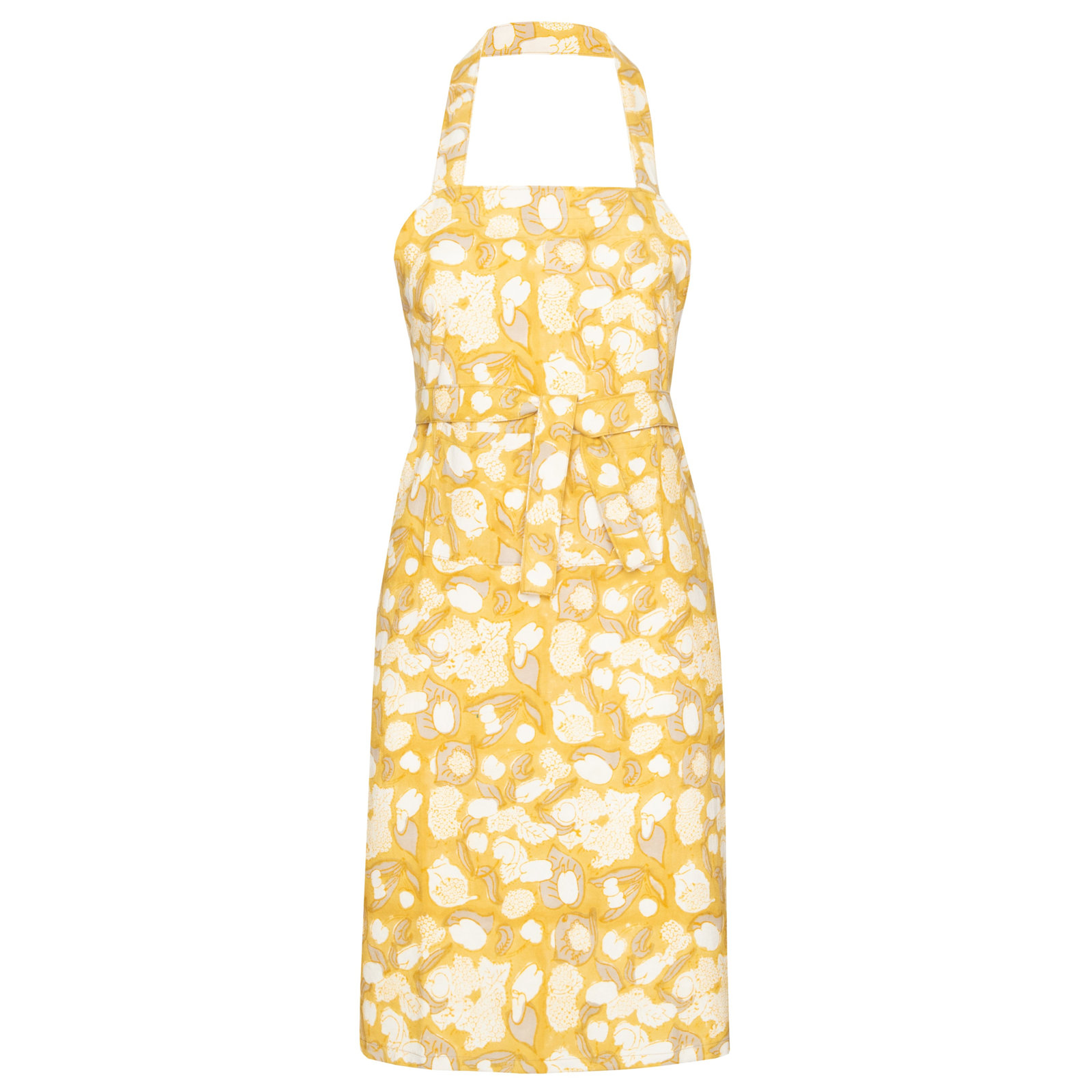 Bryssa 32" W x 36" L Apron, Mustard/Gray/White