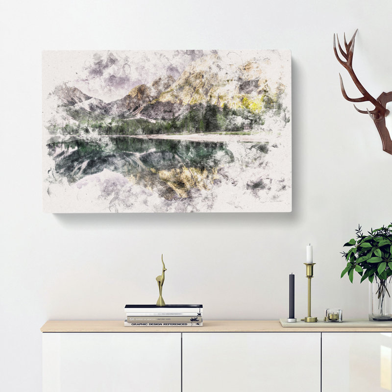 Mountain Beauty Watercolour - Wrapped Canvas, 35cm H x 50cm W x 3cm D