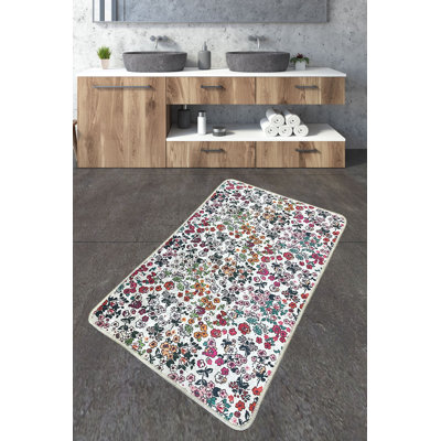 Tapis de bain antidérapant 100% polyester, 31,5 po x 39,4 po | 700 g / m², hauteur des poils de 0,4 po, hauteur des éponges de 0,2 po | Imprimé numérique, pois durables sur l'envers, lavable à la machine, idéal pour la sécurité et le confort de la salle de bain