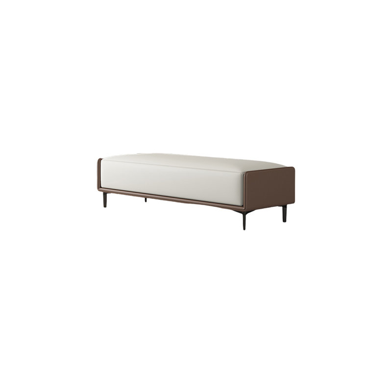 Banc rembourré en similicuir Custom Home, H 16,53 po x l 59,05 po x P 15,74 po, Blanc cassé / café