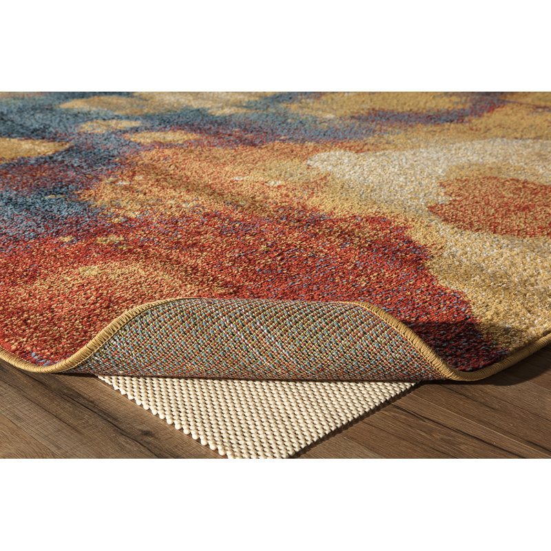 Tapis jaune / bleu Mckissick, Rectangle 5 pi x 7 pi