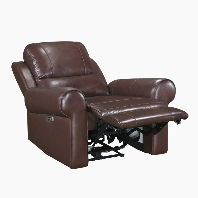 Fauteuil inclinable électrique en cuir fleur de qualité supérieure Yeles de 38,5 po avec repose-tête électrique, port de charge USB