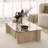 Elegant Modern Coffee Table, Travertine Color, 41.3 x 11.8 x 25.6 Inches | 100% Glass Top & 100% Melamine Coated Particle Board Base, Thickness: 0.7 Inches | Stylish Addition for Living Room & Contemporary Spaces-1076266494