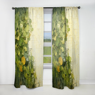 Kaylah Green Eco Friendly Plants Symphony I - Modern Curtain - Velvet Room Darkening - 1 panel