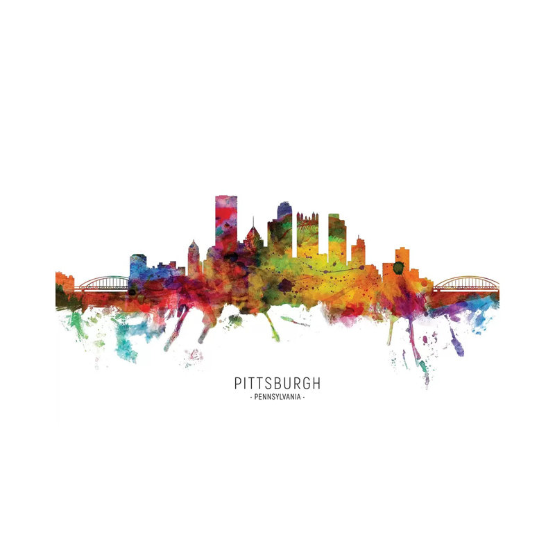 Pittsburgh pennsy lvania Skyline par Michael Tompsett - peinture sur toile tendue, H 18 po x l 26 po x P 1,5 po