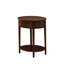 Ensemble de chambre avec lit plateforme 2 pièces avec cadre de lit double capitonné et table de bout en acajou antique - similicuir brun foncé avec texture noire et pieds noirs-833296997-833297004