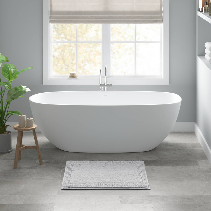 Tapis de bain réversible 100% coton touffeté 3000 g / m², Gris clair, Simple - L 24 po x l 17 po