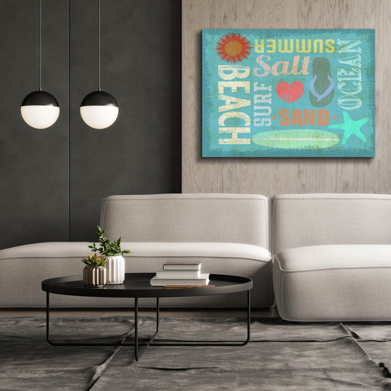 «Day At The Beach» par Art Licensing Studio, art mural sur toile, H 40 po x l 54 po