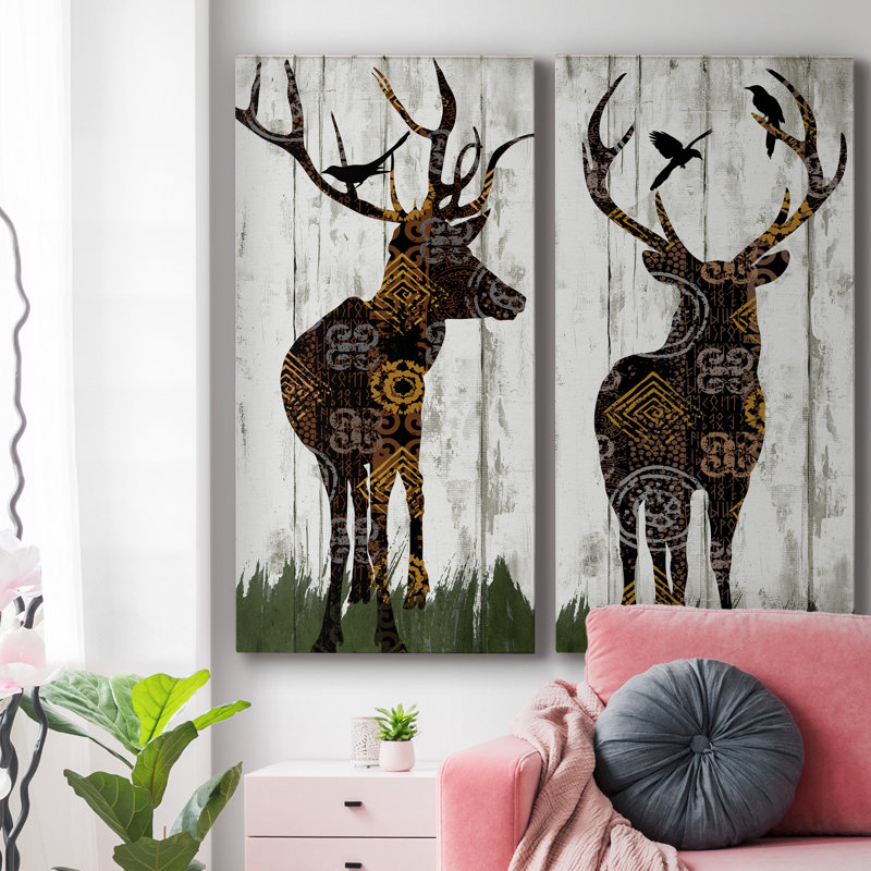 Country Boho I - ensemble de 2 reproductions d'art sur toile tendue, H 16 po x l 16 po x P 1 po