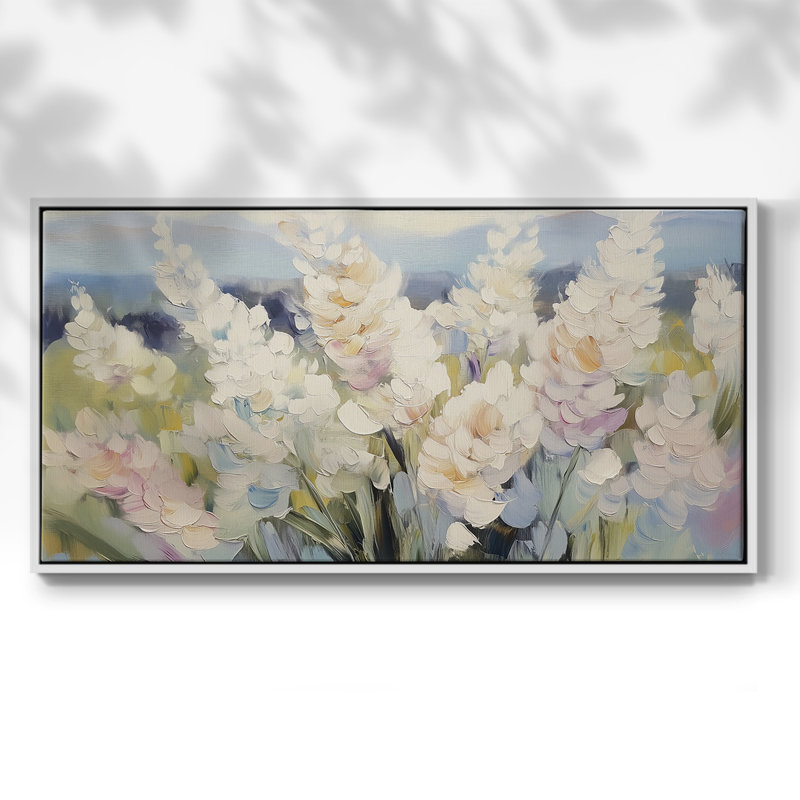 Botanical Series-CCVI- Toile tendue avec châssis tendue - Prêt à accrocher, H 21 po x l 41 po, Blanc